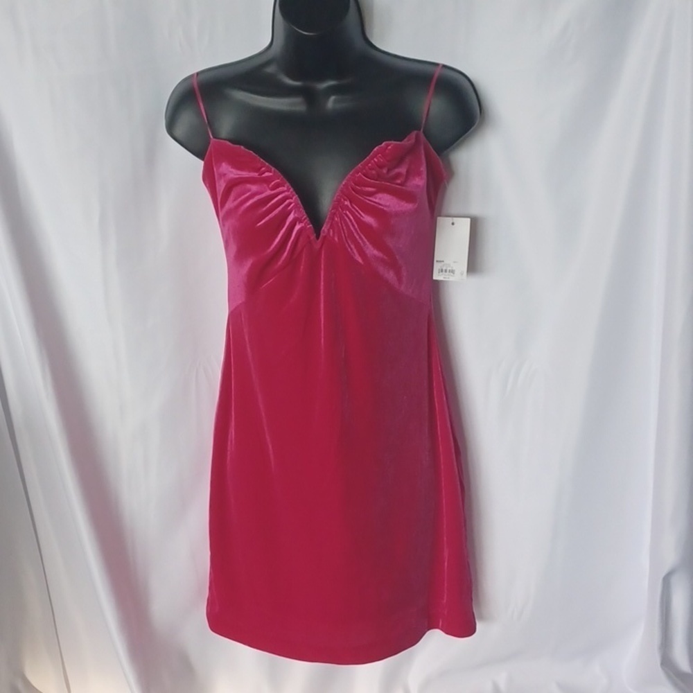 SO Hot pink velvet mini cocktail style dress